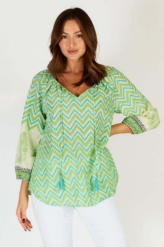 Alex Cotton Top in Lime