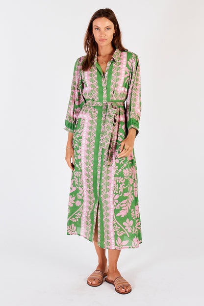 Carara Buttoned Midi Dress in Green