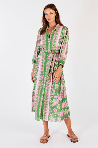 Carara Buttoned Midi Dress in Green