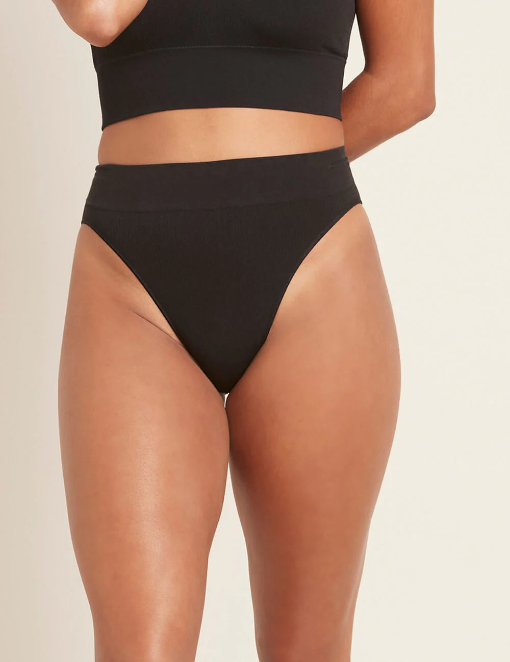 LYOLYTE® Ribbed High Leg Brief in Black