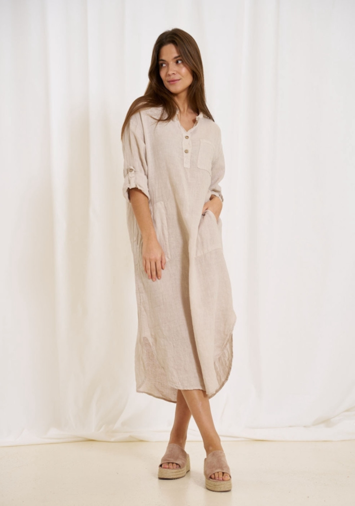 Linen Dress in Sabbia