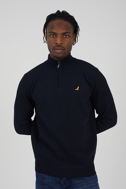 Agassi Ribbed 1/4 Zip in Navy