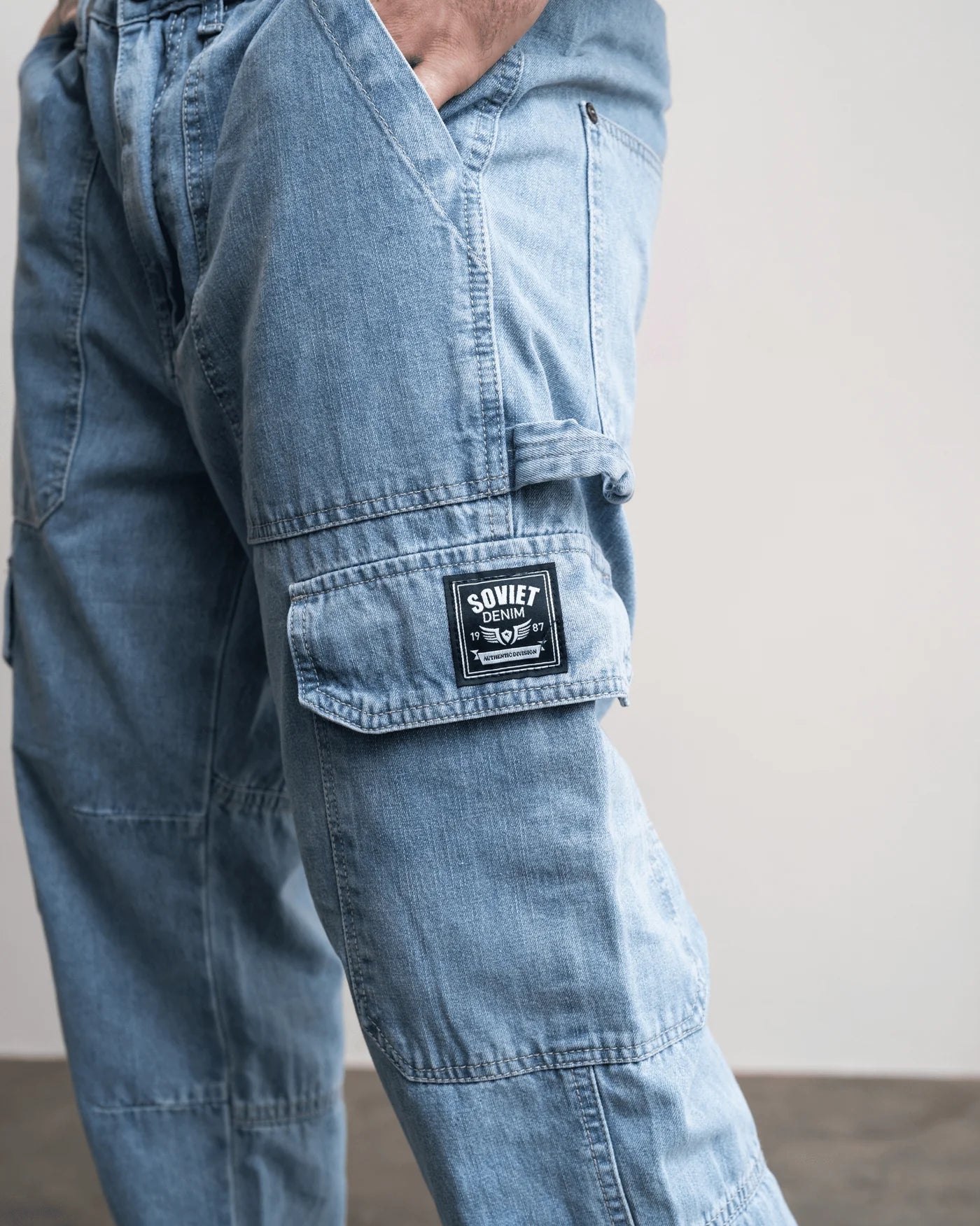 Rhythm Cargo Denim in Light Indigo