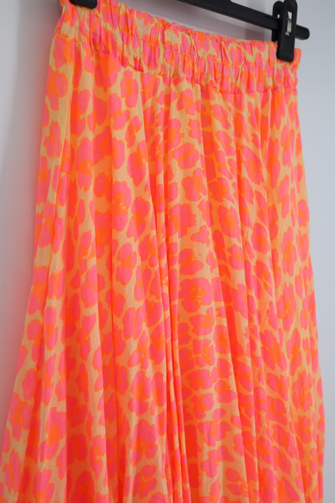 Full Circle Cotton Voile Skirt in Pink Lumo