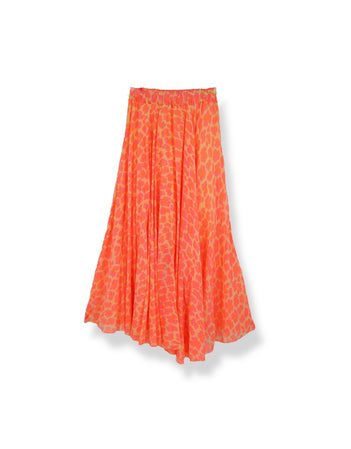 Full Circle Cotton Voile Skirt in Pink Lumo
