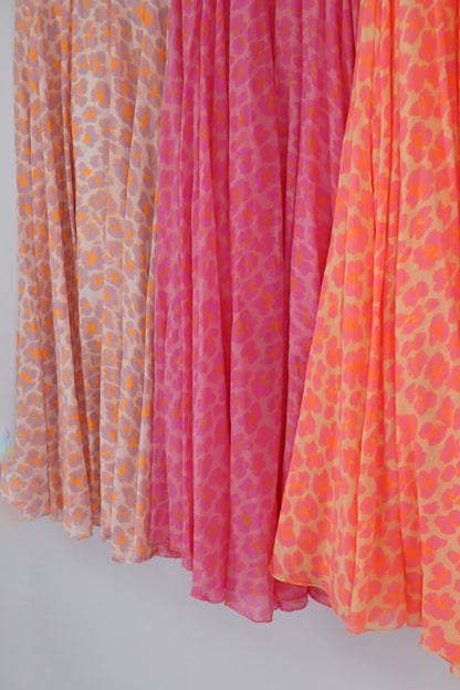 Full Circle Cotton Voile Skirt in Pink Lumo