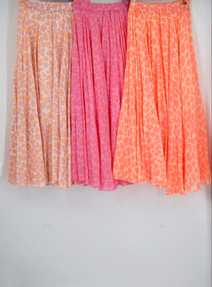 Full Circle Cotton Voile Skirt in Pink Lumo