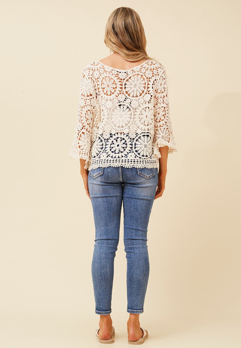 Crochet Style Top in Cream