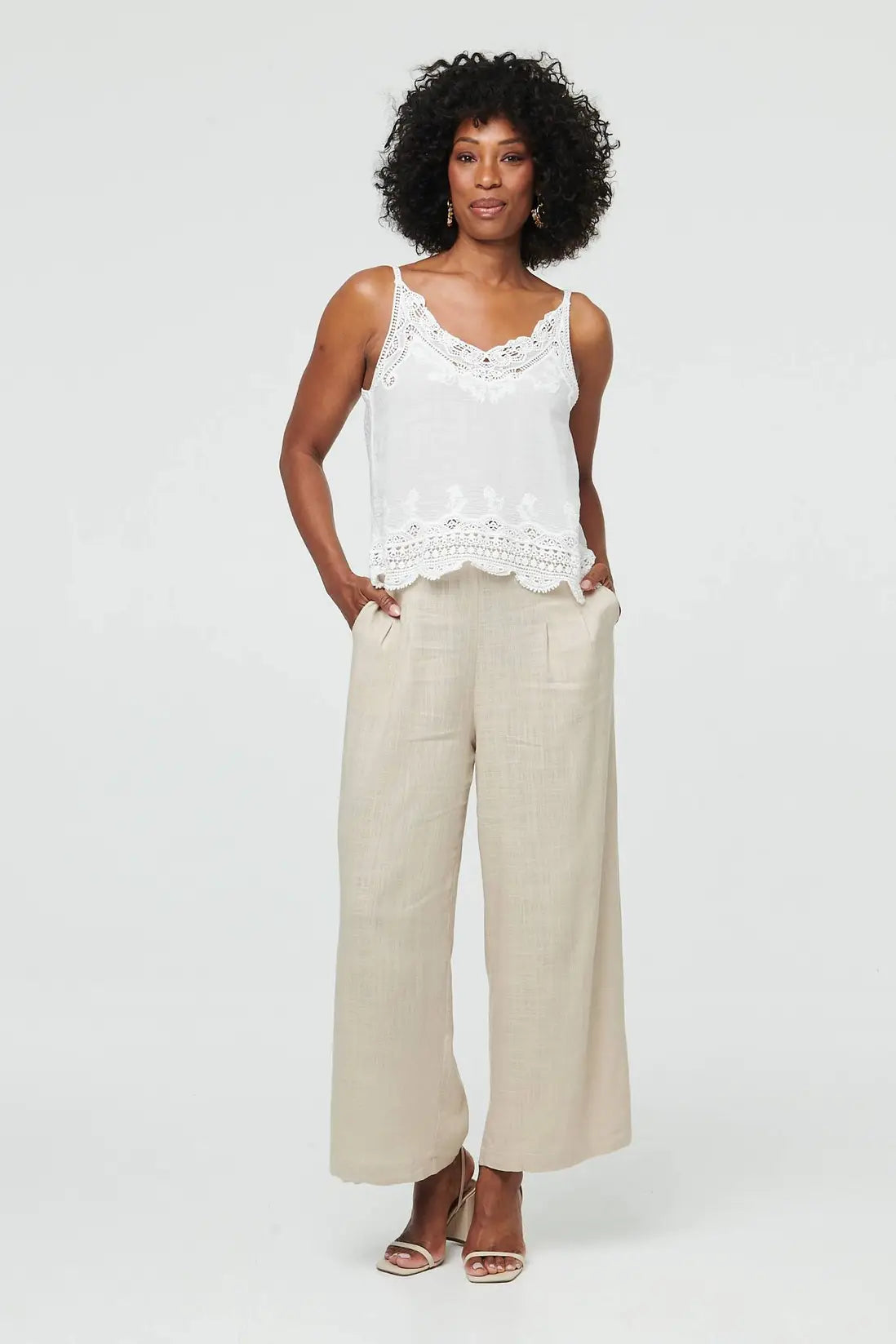 Embroidered Vest Top in White