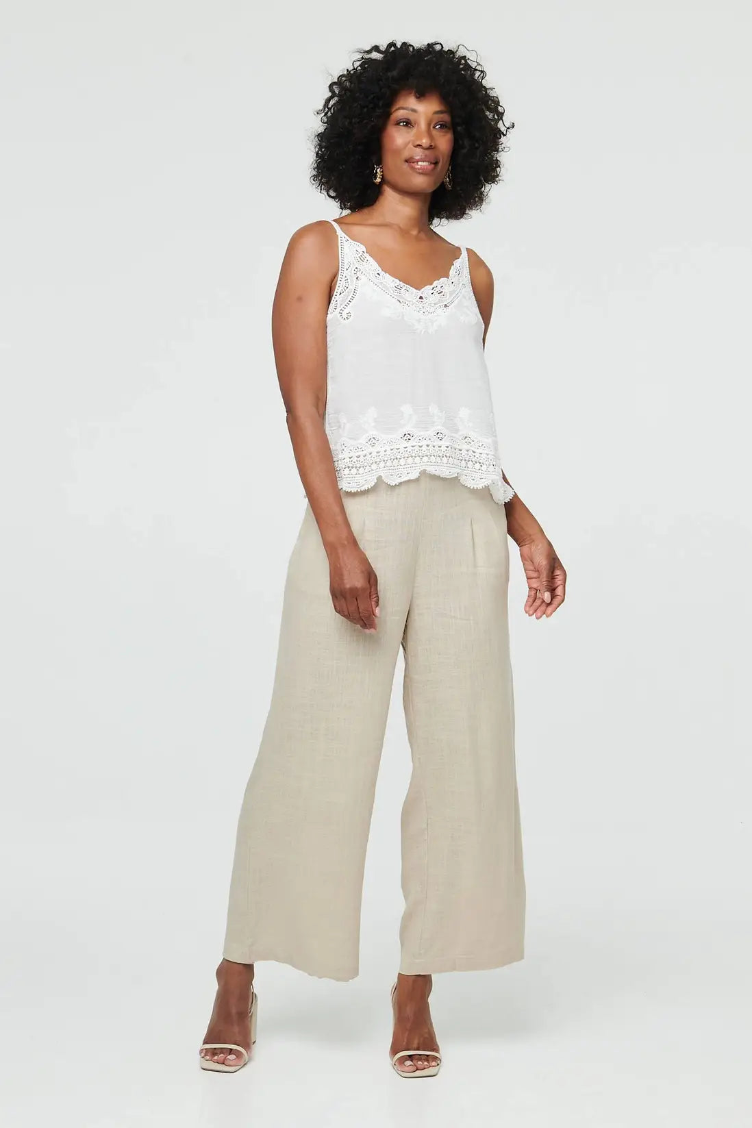 Embroidered Vest Top in White