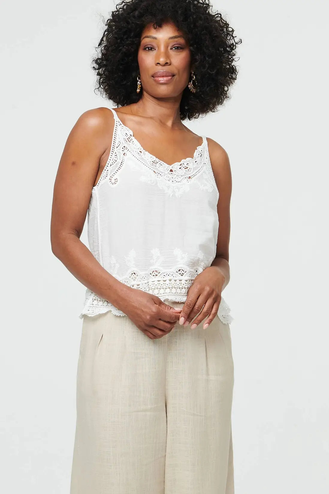 Embroidered Vest Top in White