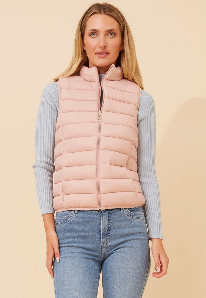 Sleeveless Puffer in Pink