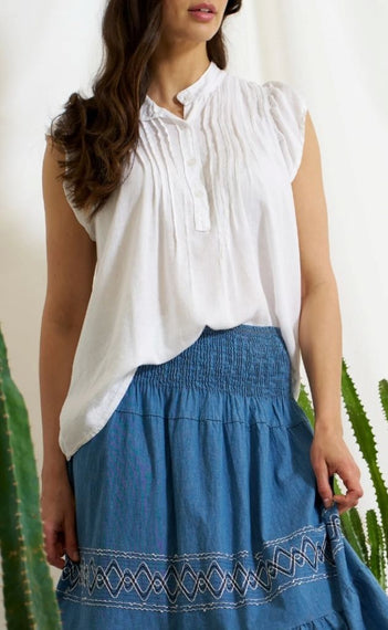 Annie Linen Top in White