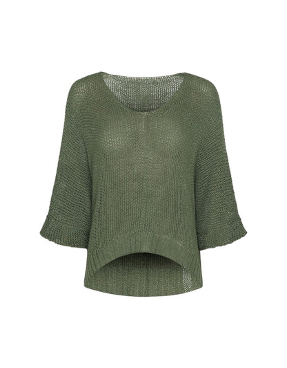 Marta Du Chateau Betina Green knit top on a white background
