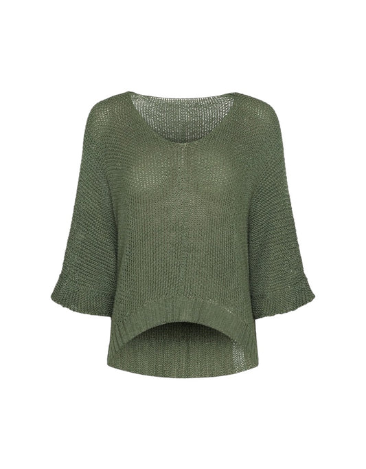Marta Du Chateau Betina Green knit top on a white background
