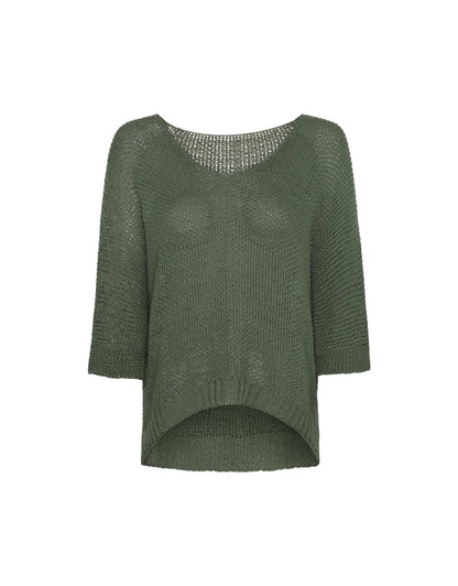 Marta Du Chateau Betina Green knit top on a white background