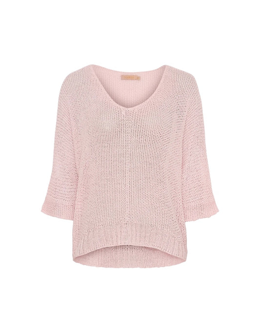 Marta Du Chateau Betina Knit Pink knitted sweater on a white background