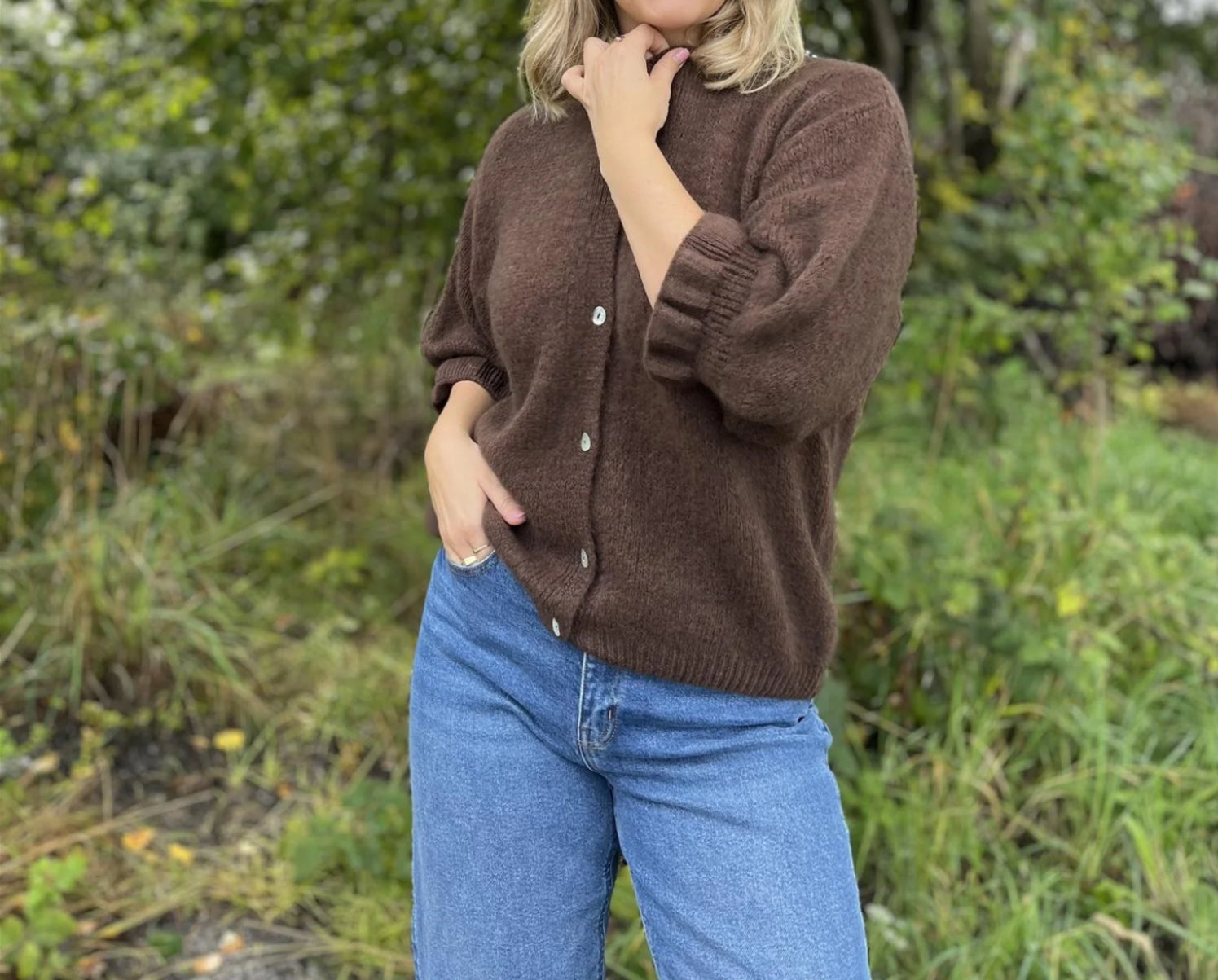 Juliana Knit Cardigan in Chocolate