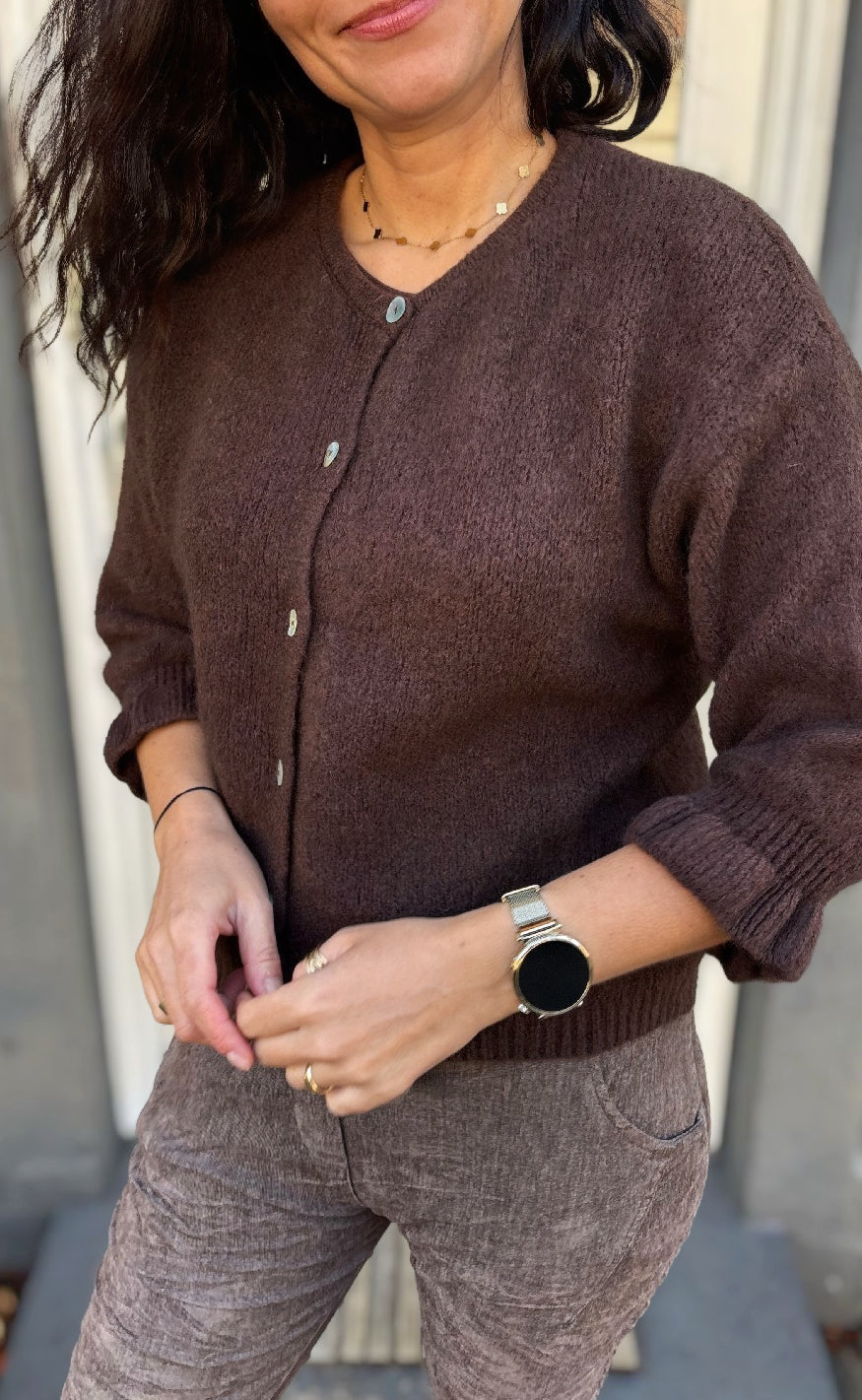 Juliana Knit Cardigan in Chocolate