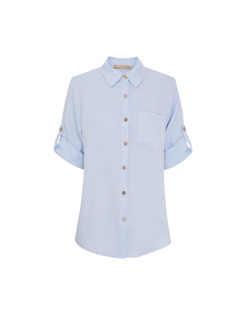 Kiara Linen Shirt in Celeste