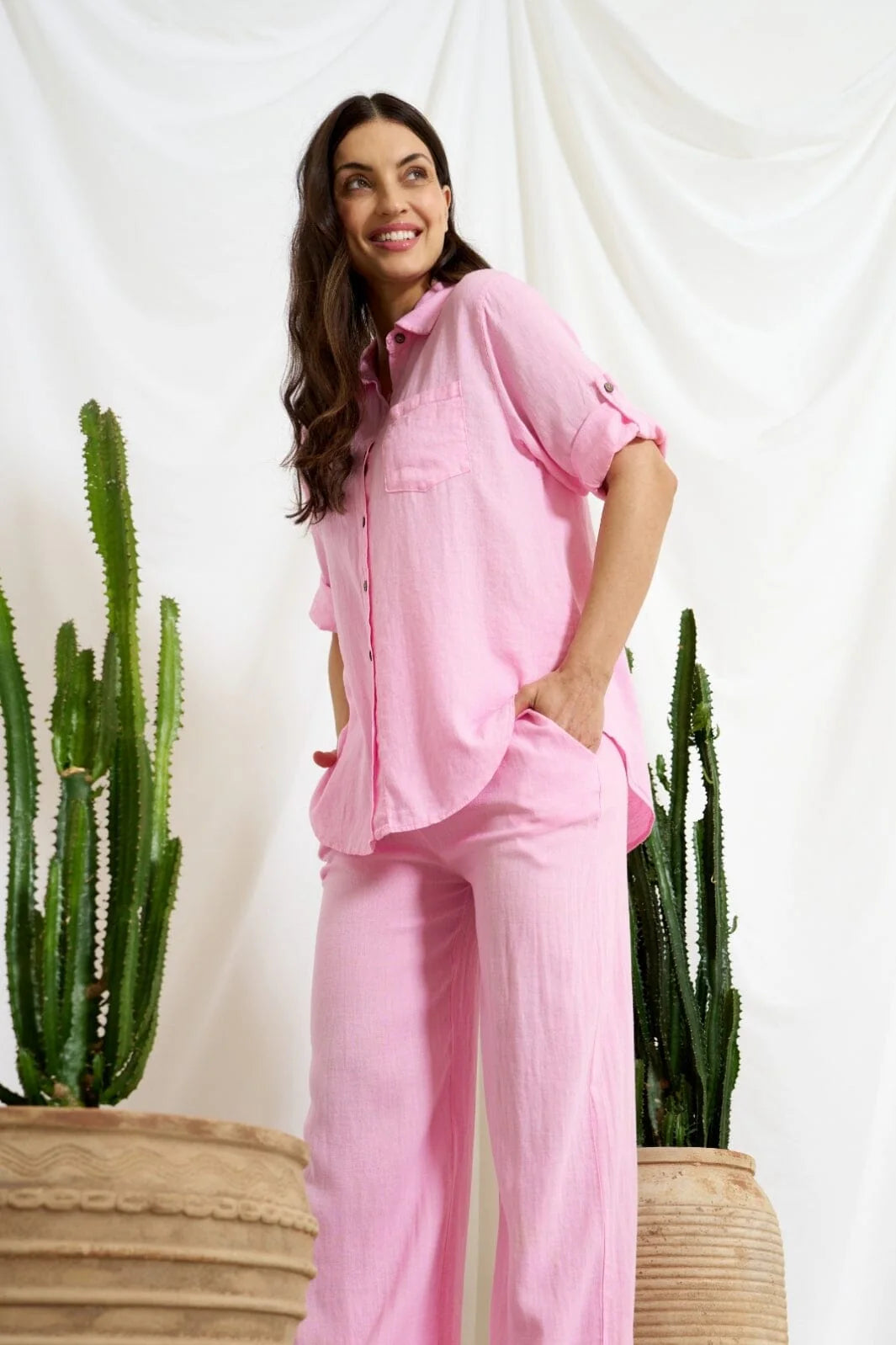 Kiara Linen Shirt in Rosababy