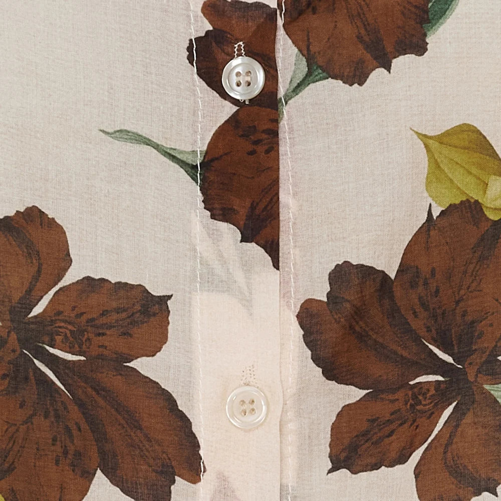 Lotus Shirt in Beige Flowers