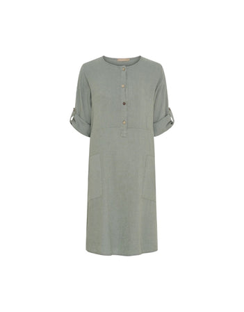 Mariella Linen Pocket Dress in Military