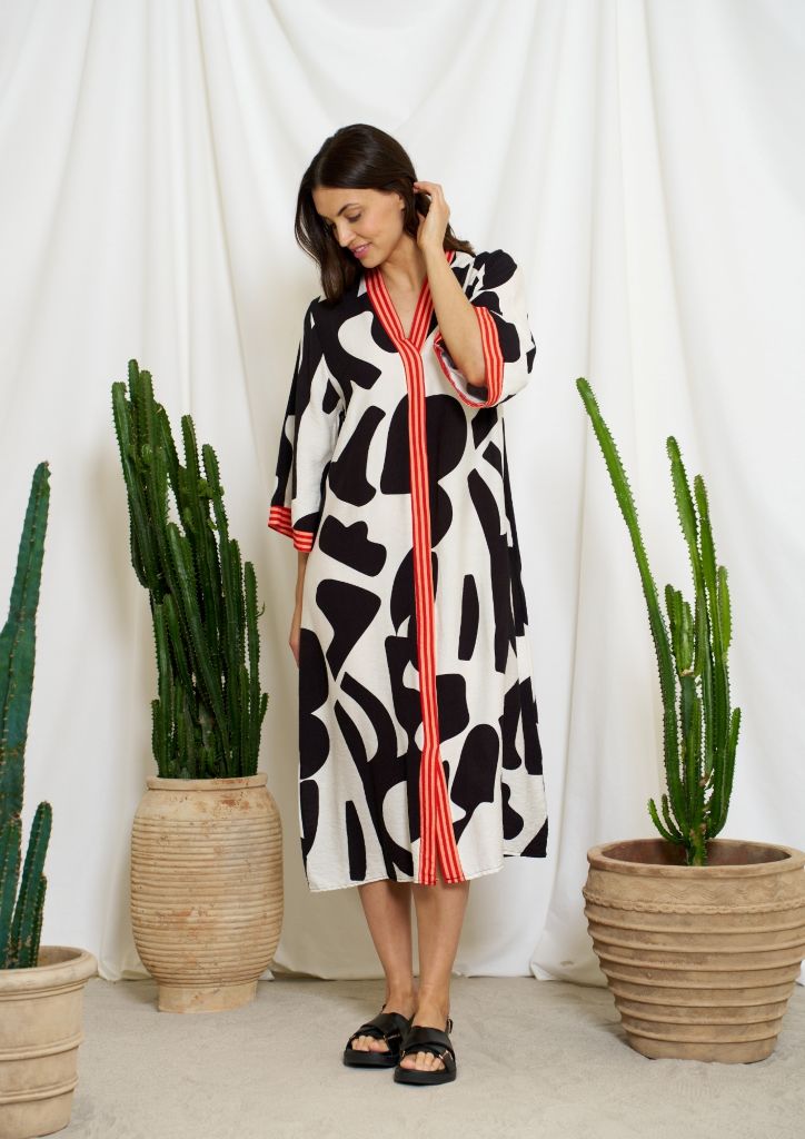 Stefania Printed Dress in Nero