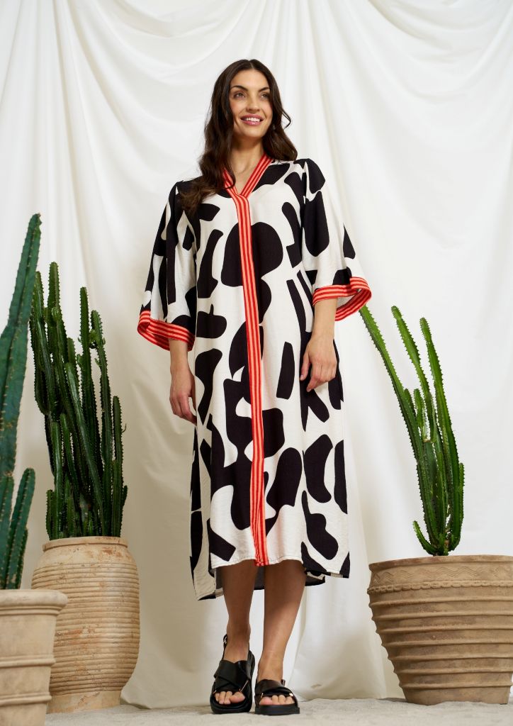 Stefania Printed Dress in Nero