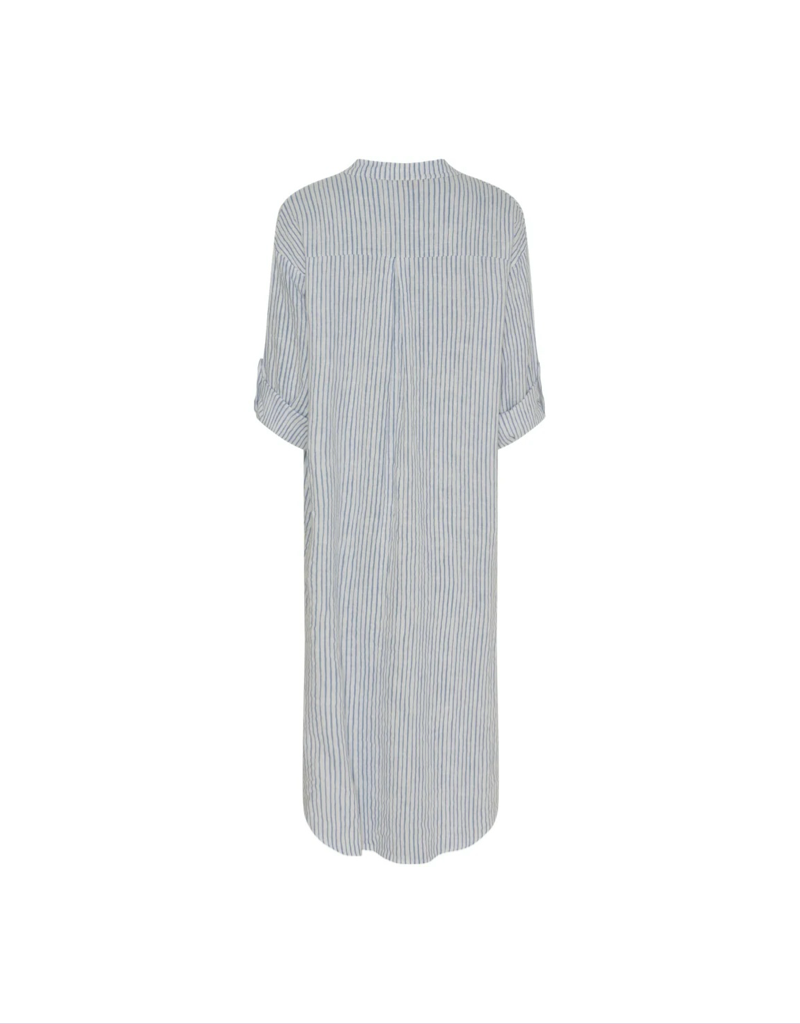 Ness Linen Dress in Panna Jeans Stripe