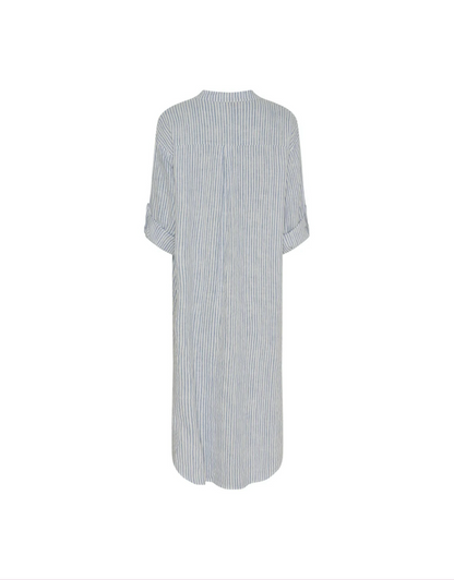 Ness Linen Dress in Panna Jeans Stripe