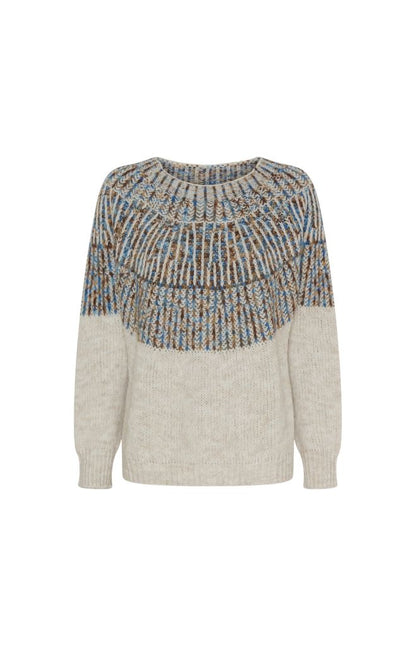 Lilia Knit Sweater in Crema / Blue