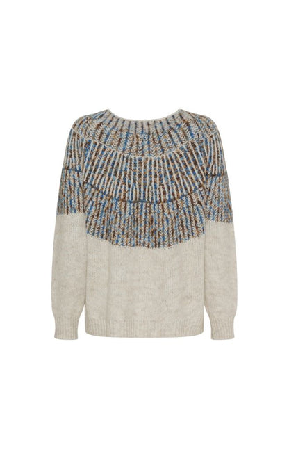 Lilia Knit Sweater in Crema / Blue