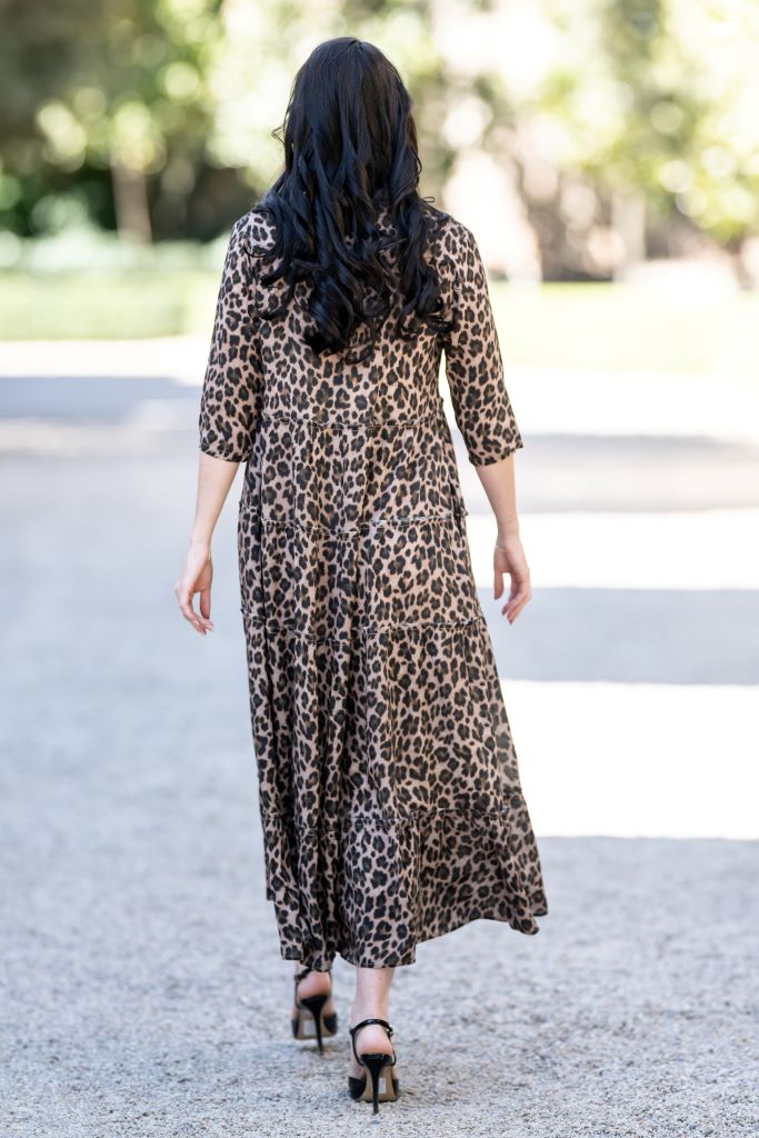 Mandarin Pocket Dress in Leopard print