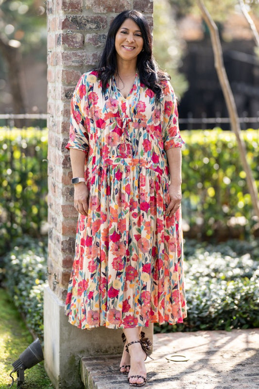 Tiered Tie Bodice Dress in Day Dream