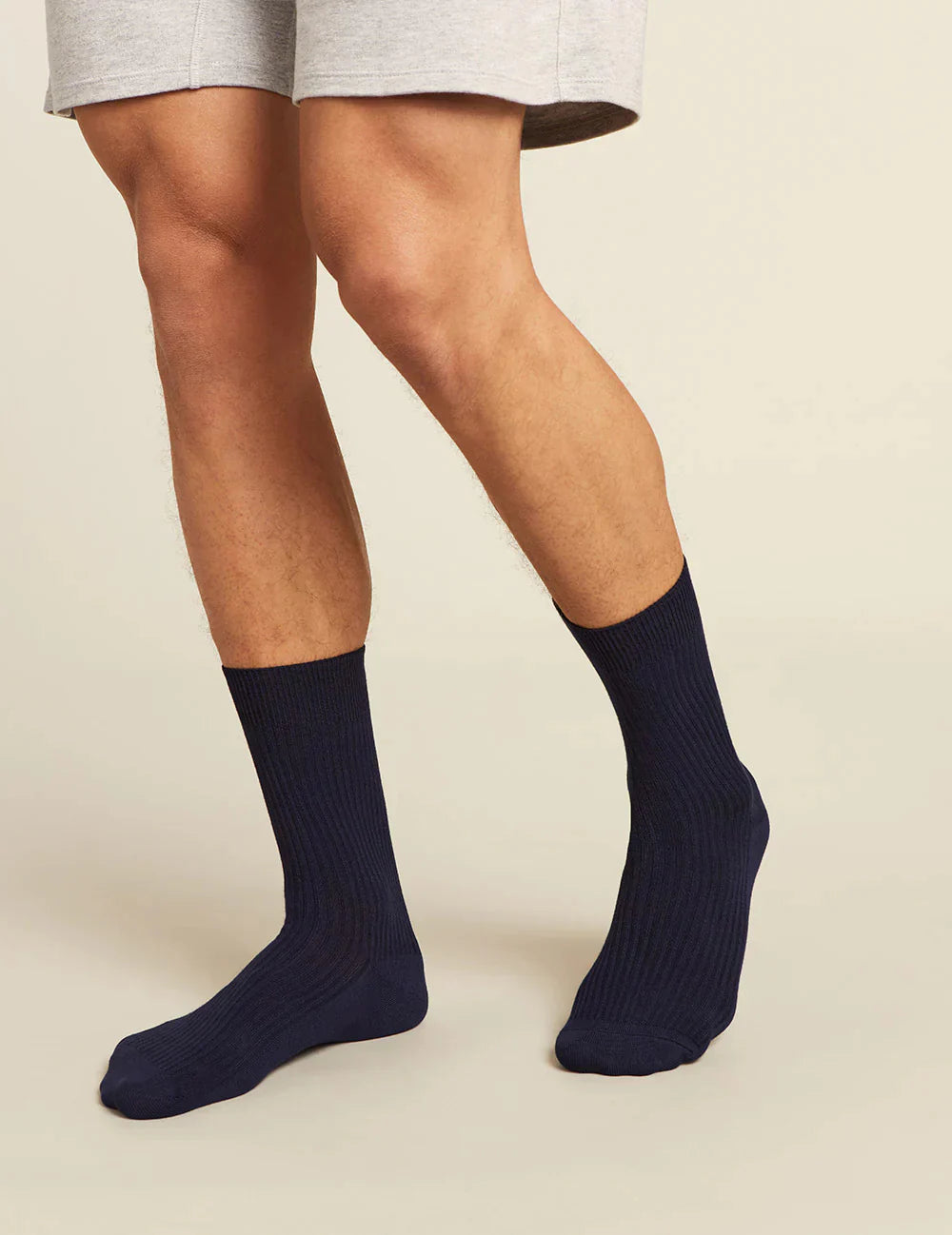 Ribbed Crew Socks in Navy