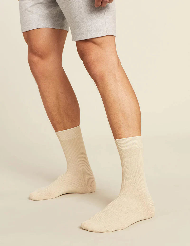 Ribbed Crew Socks in Oatmeal