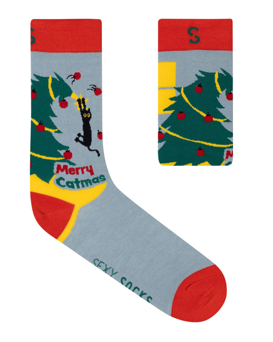 Merry Catmas Bamboo Christmas Socks