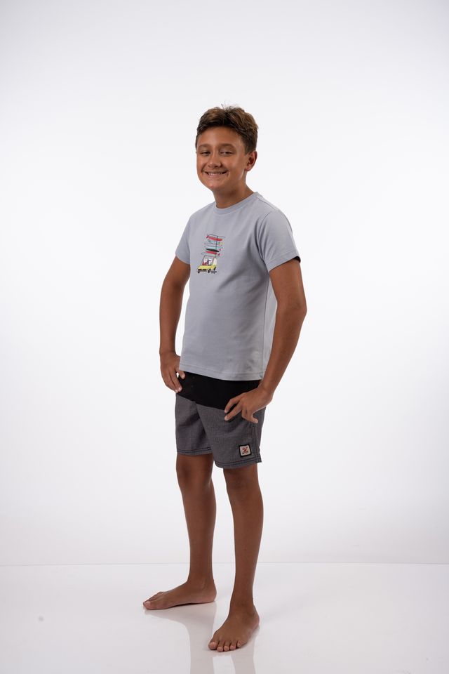 Kids Surfari SS Tee in Frost Grey