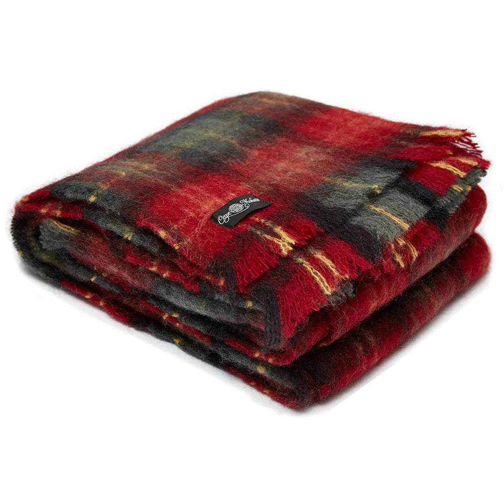 Mohair / Wool Blanket in Cherry Plaid