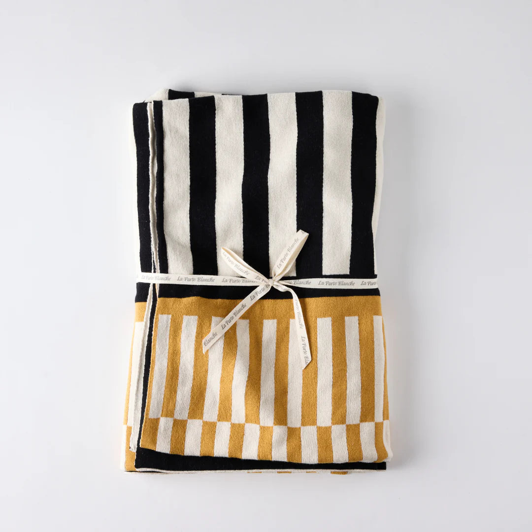 Mono Knit Reversible Cotton Throw in Tricolour