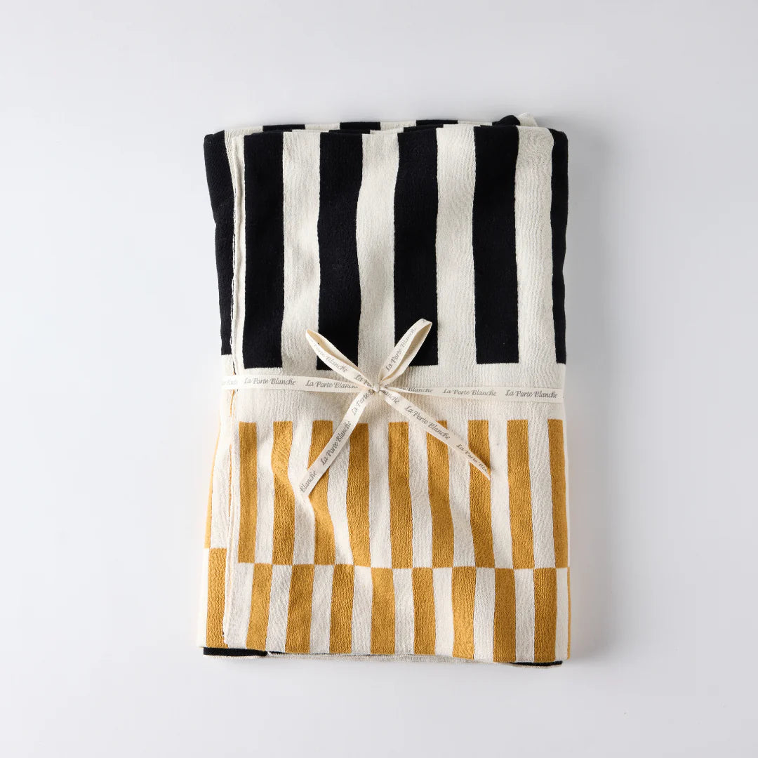 Mono Knit Reversible Cotton Throw in Tricolour