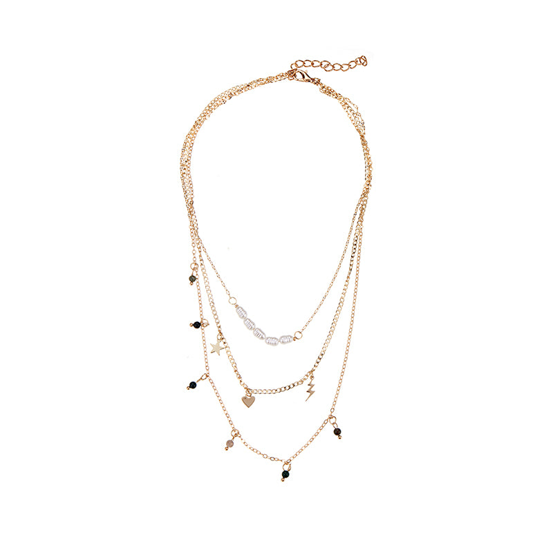 Pearl and Heart Layer Necklace