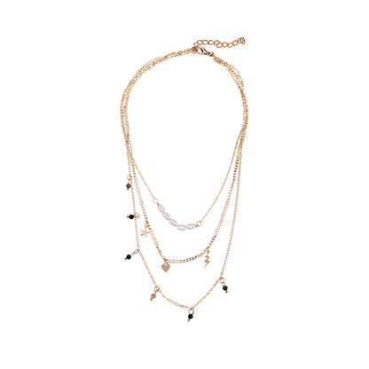 Pearl and Heart Layer Necklace