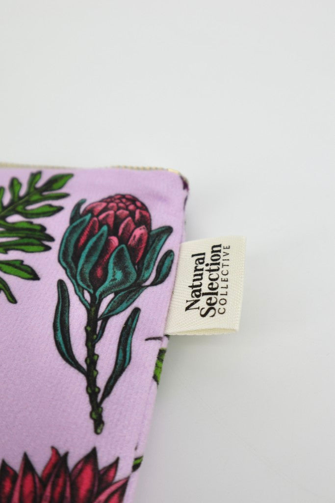 Large Velvet Makeup Bag in Violet Hummingbird