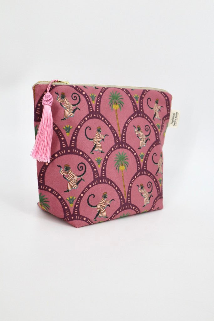 Large Velvet Makeup Bag in Giza Monkeys