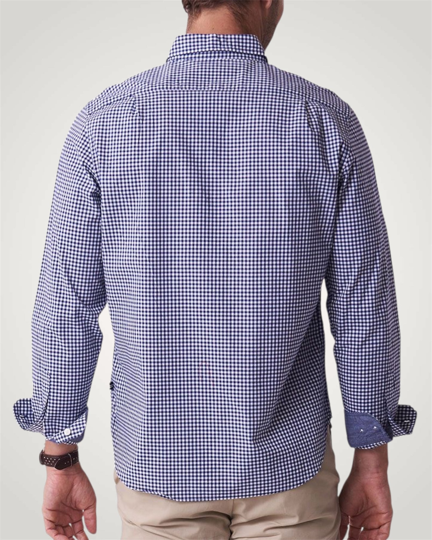 Classic Gingham LS Woven Shirt in Navy