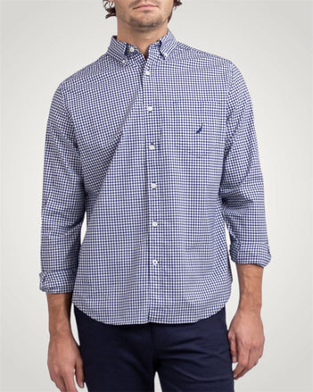 Classic Gingham LS Woven Shirt in Navy