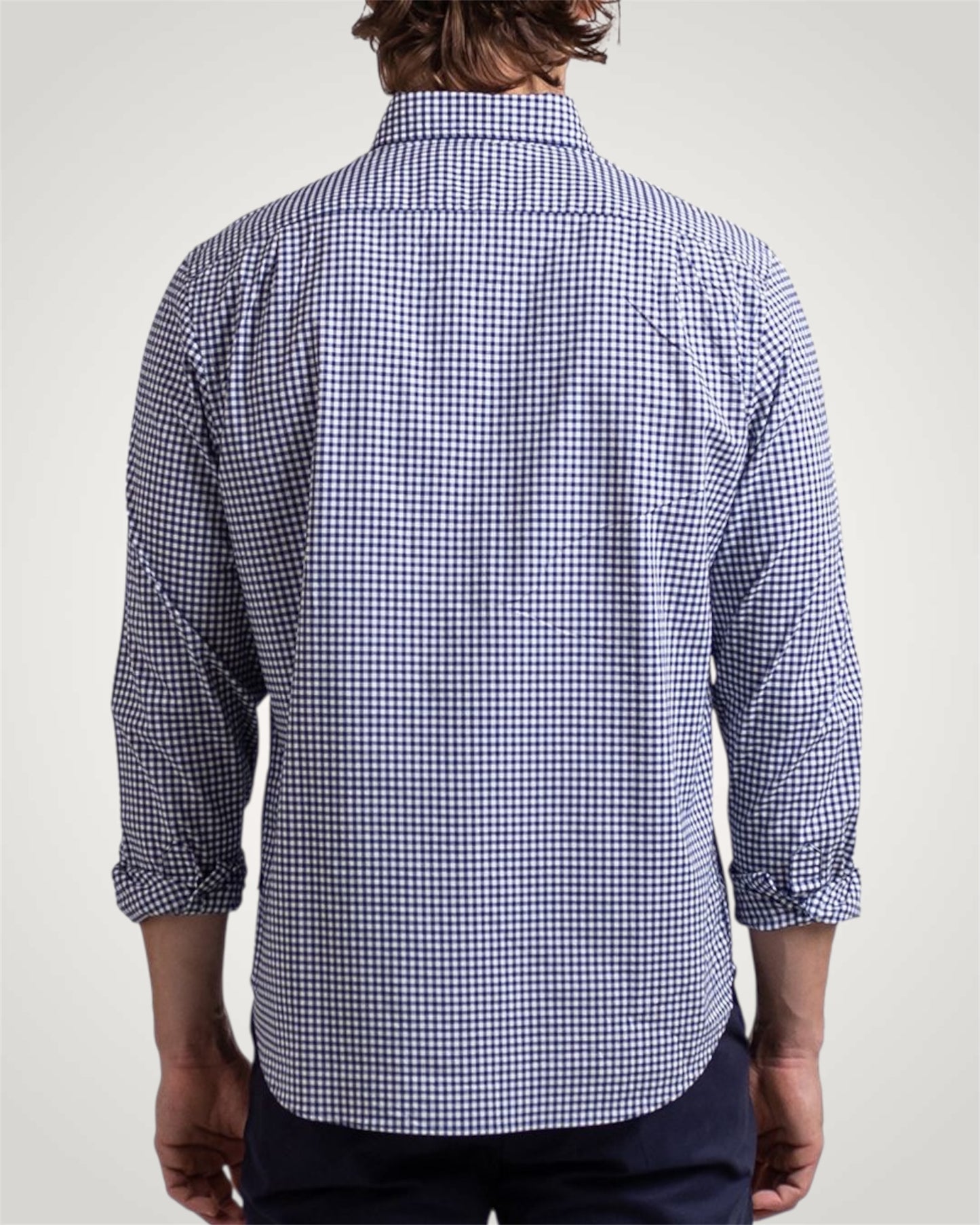 Classic Gingham LS Woven Shirt in Navy