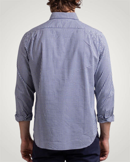 Classic Gingham LS Woven Shirt in Navy